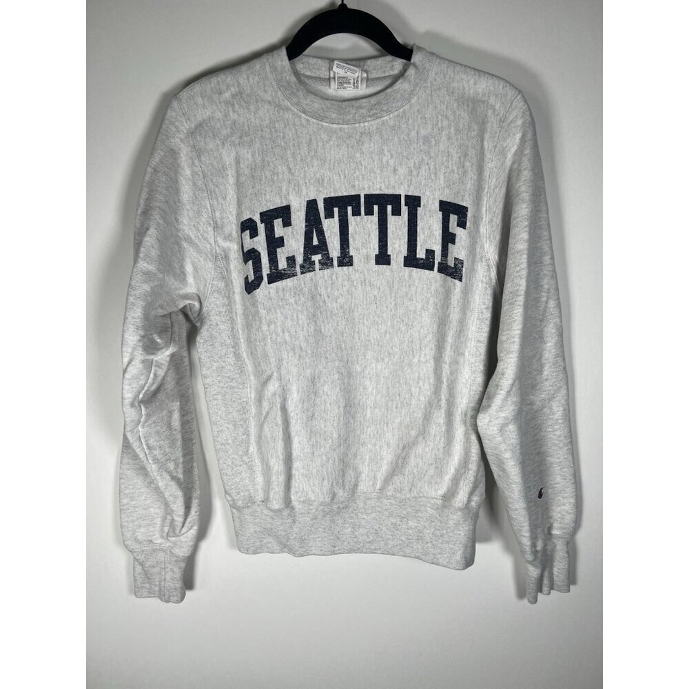 Vintage Y2K Champion Reverse Weave SEATTLE gray sweatshirt relaxes XS
